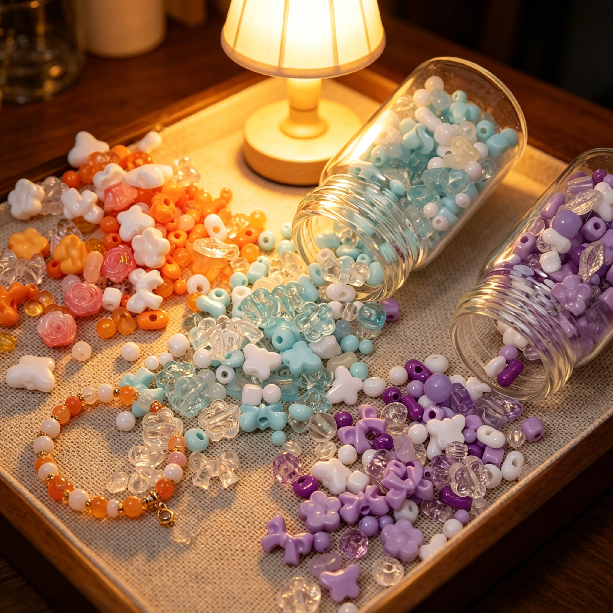 Embellishment Crafts - 100-130Pcs Acrylic Bow Flower Beads Dia