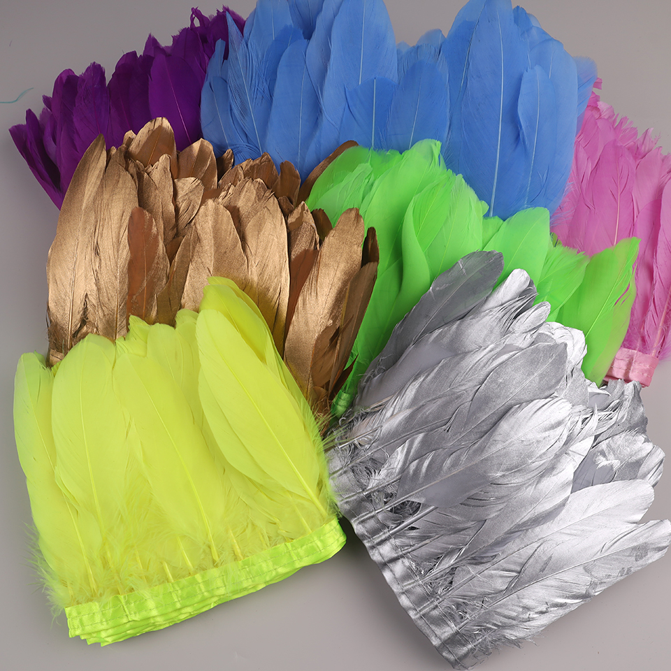 Feather Trim Marabou - 10Meters Goose Feathers on Tape Gold