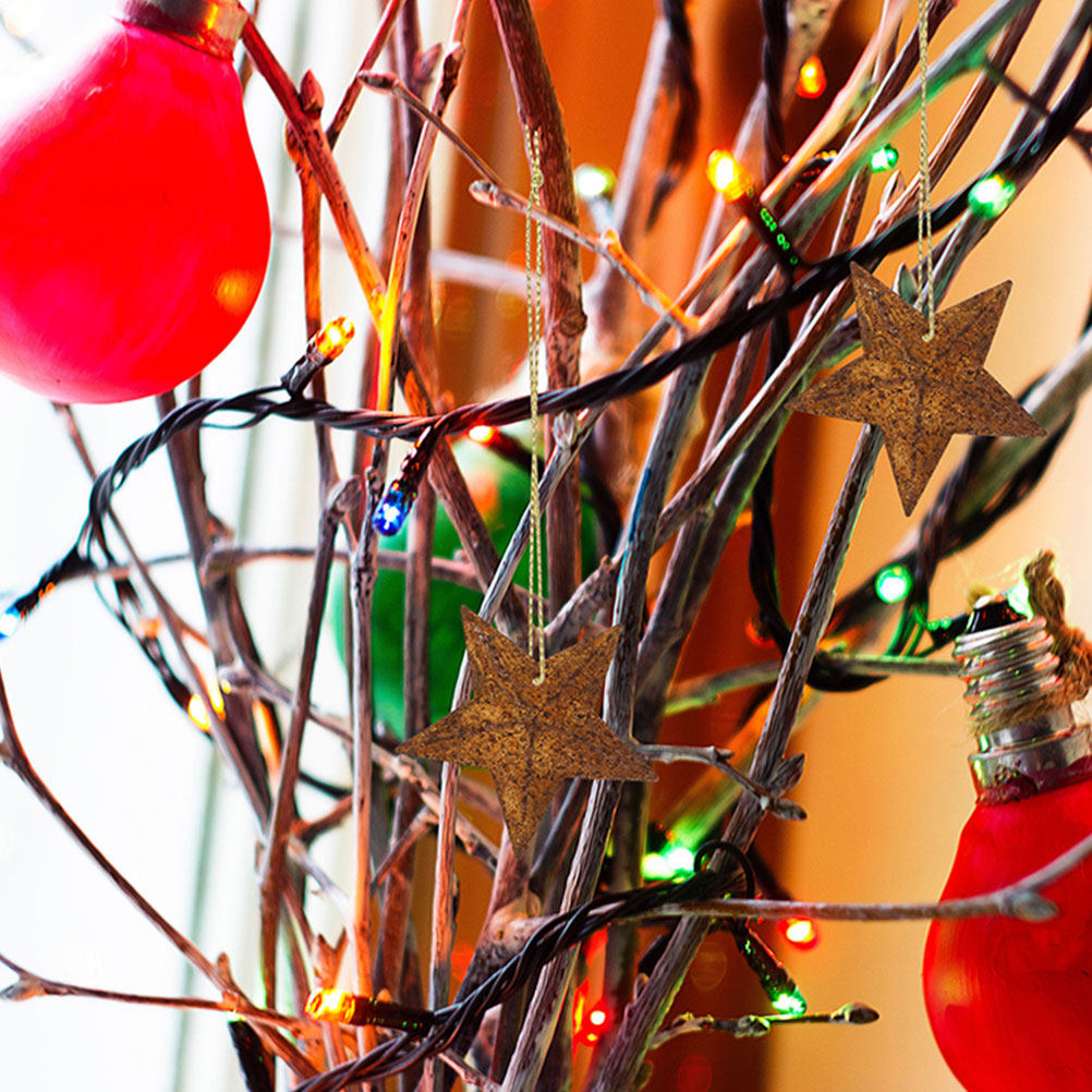 Christmas Craft Embellishment - 30Pcs Vintage-Style Metal Five-Point Star Hanging