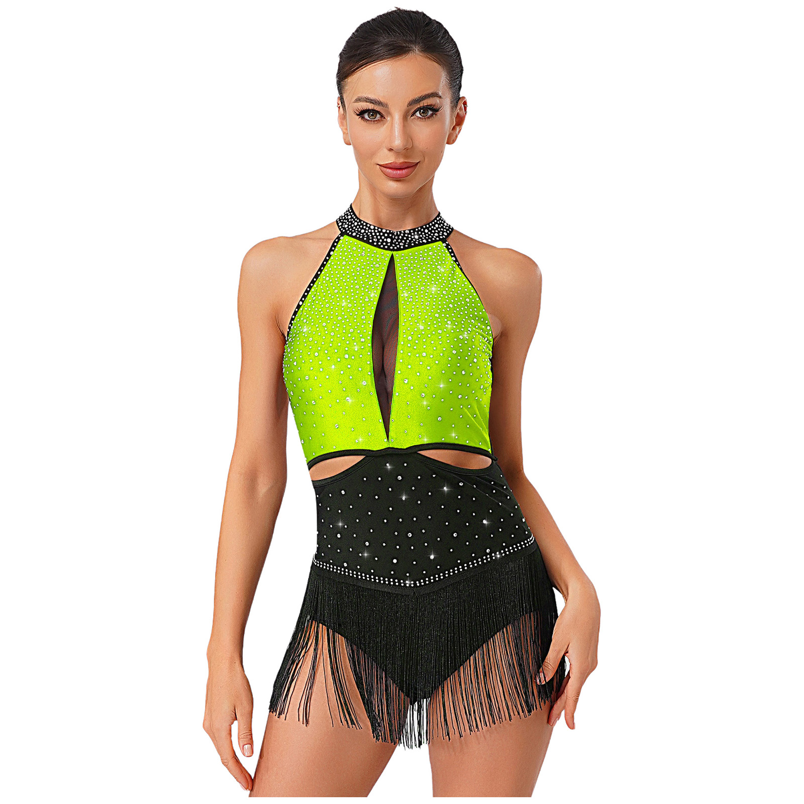 Women Dance Rhythmic Dresses S - Rhinestone Banding Trim review and price