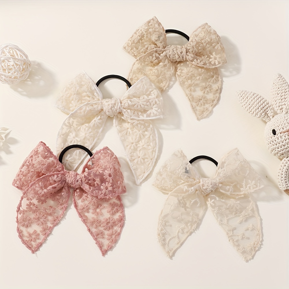 Elegant Lace Bow Hair Tie for  - Elastic Lace Trim review and price