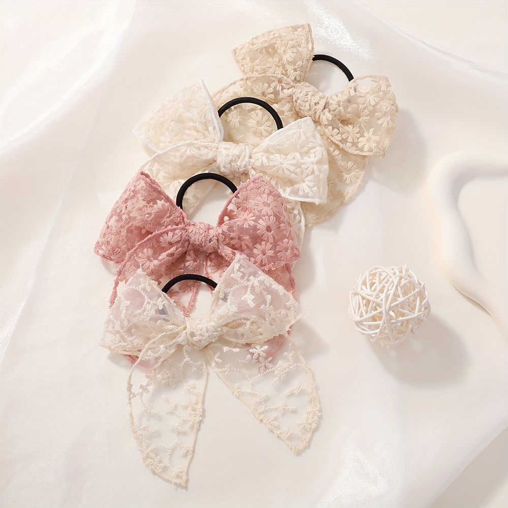 Elegant Lace Bow Hair Tie for  - Elastic Lace Trim review and price