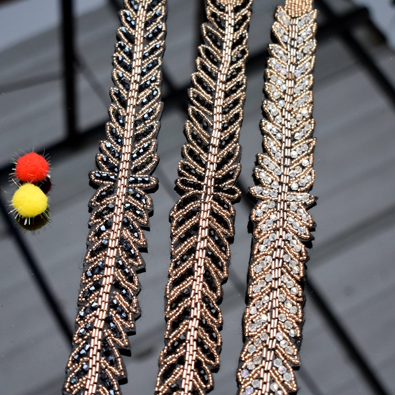 Long leaves leaf handmade appl - Beaded Trim Fringe review and price