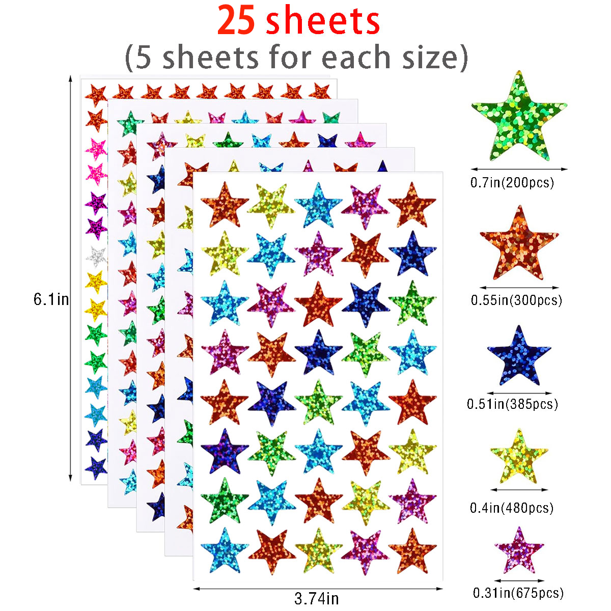 25 sheets Star Stickers 2040pc - Glitter Vinyl Roll review and price