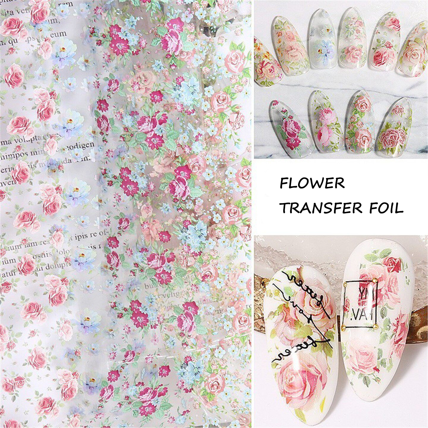 10 Rolls Rose Flower Nail Foil - Glitter Vinyl Roll review and price