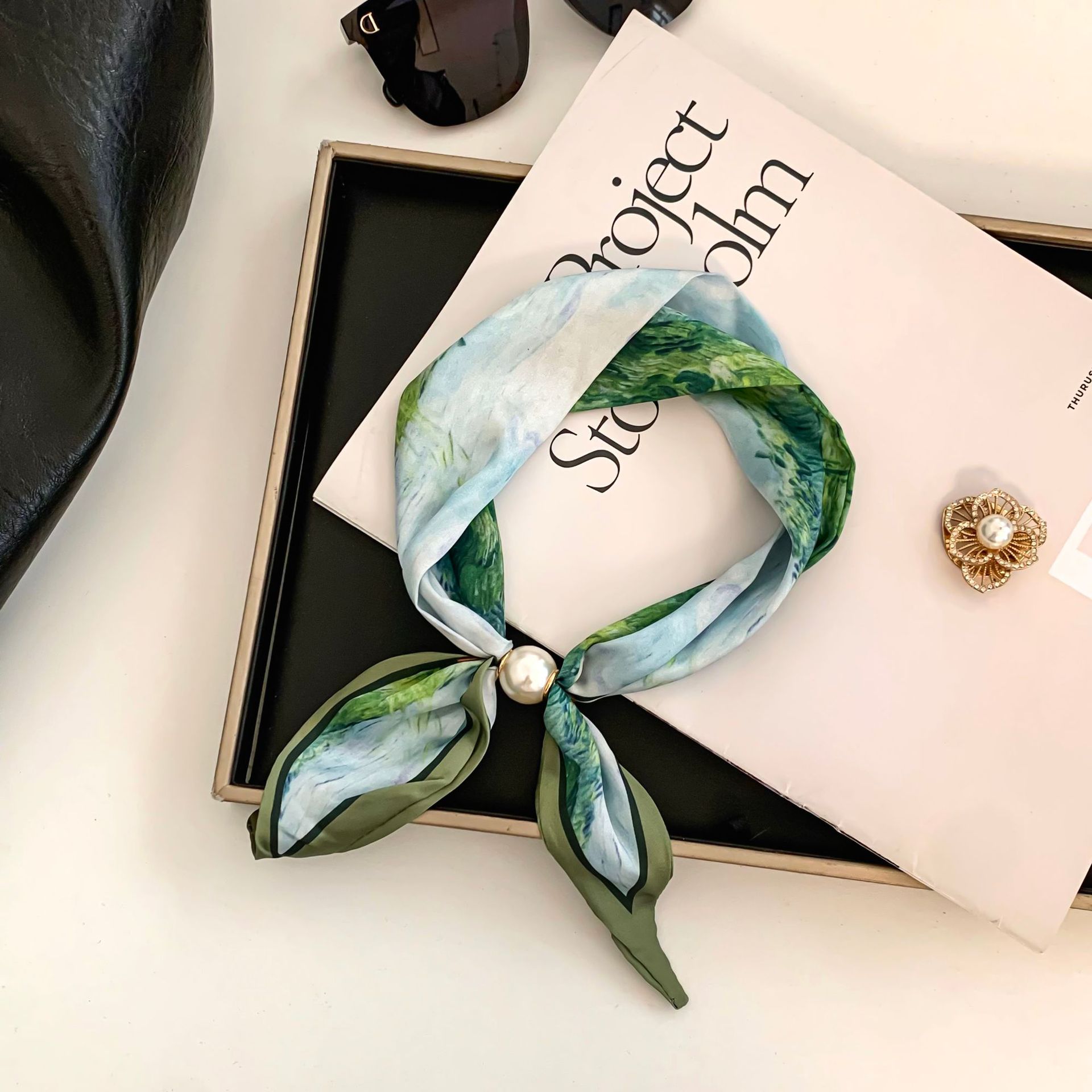 Cashew Flower Silk Scarf Effor - Pearl Trim Chain review and price