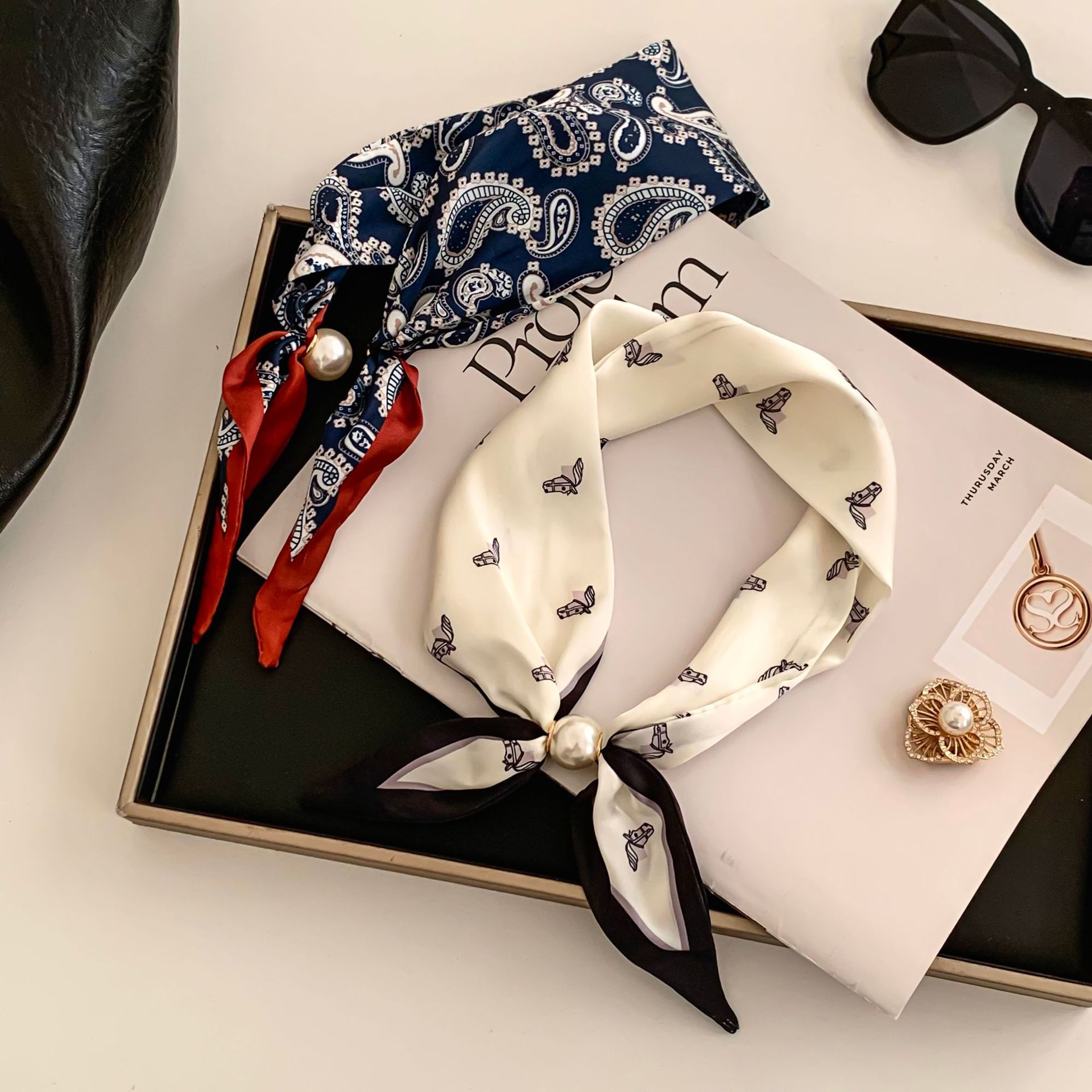 Cashew Flower Silk Scarf Effor - Pearl Trim Chain review and price