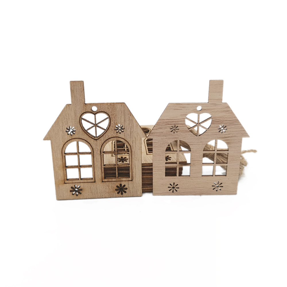 10pcs Wooden Hollow House Cuto - Christmas Craft Embellishment review and price