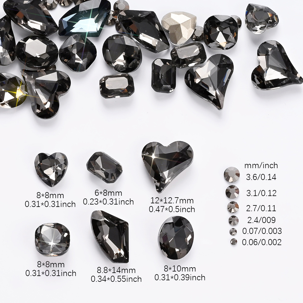 12Grids 3D Black Heart/Square/ - Hotfix Rhinestone Sheet review and price
