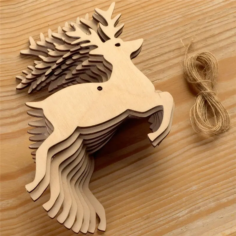 10PCS Wooden Tree Bell Deer Un - Christmas Craft Embellishment review and price