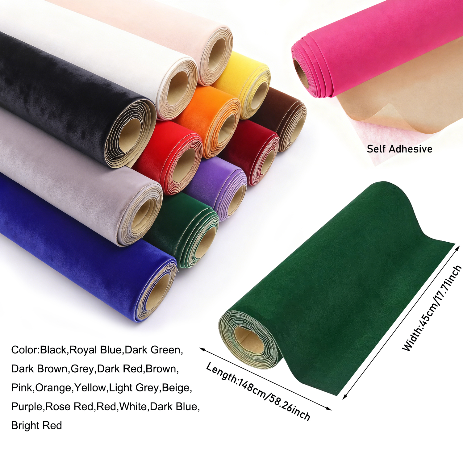 1 roll 45 x 148cm Self-adhesiv - Velvet Ribbon Roll review and price