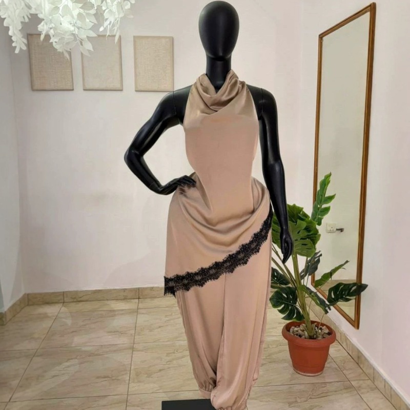 2026 African Women Satin 2 Pie - Elastic Lace Trim review and price