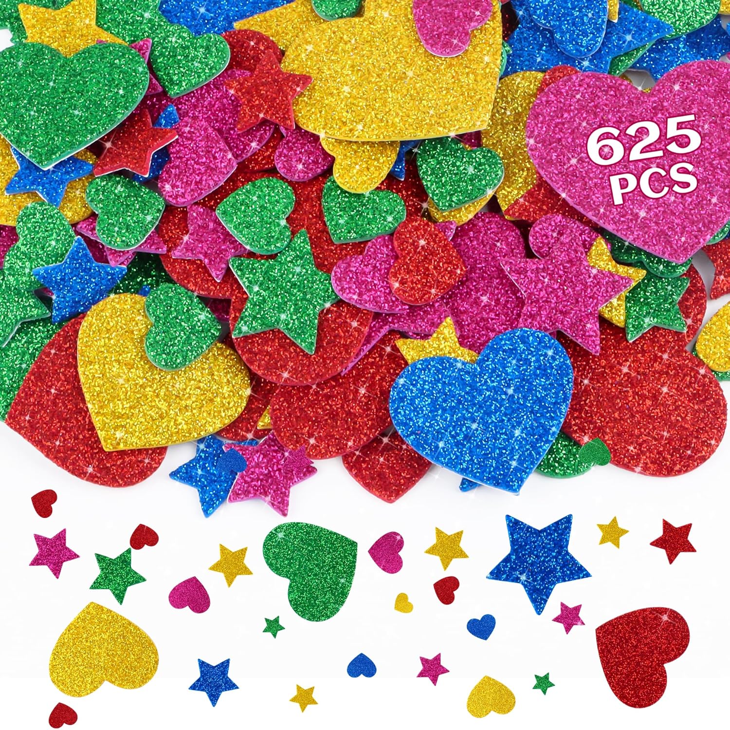 625Pcs Glitter Heart Foam Stic - Glitter Vinyl Roll review and price