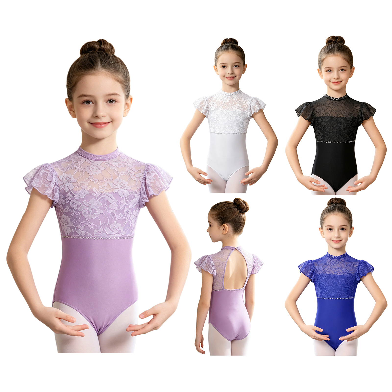 Kids Girls Ballet Dance Leotar - Rhinestone Banding Trim review and price