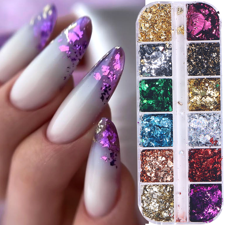 12 Grids Golden Foils Nails Gl - Glitter Vinyl Roll review and price