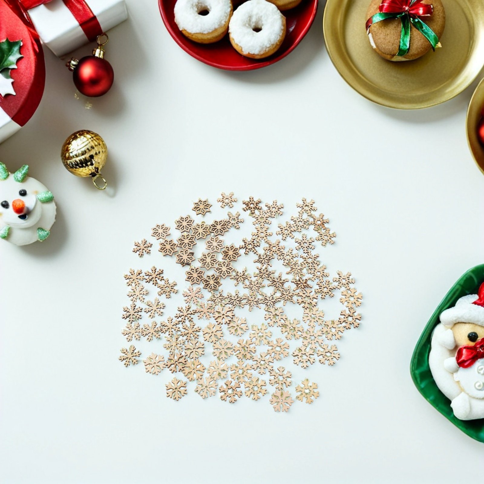 100Pcs Mini Wood Snowflake Cut - Christmas Craft Embellishment review and price