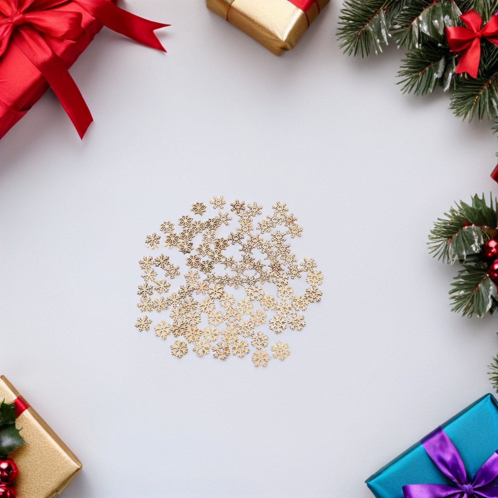 100Pcs Mini Wood Snowflake Cut - Christmas Craft Embellishment review and price