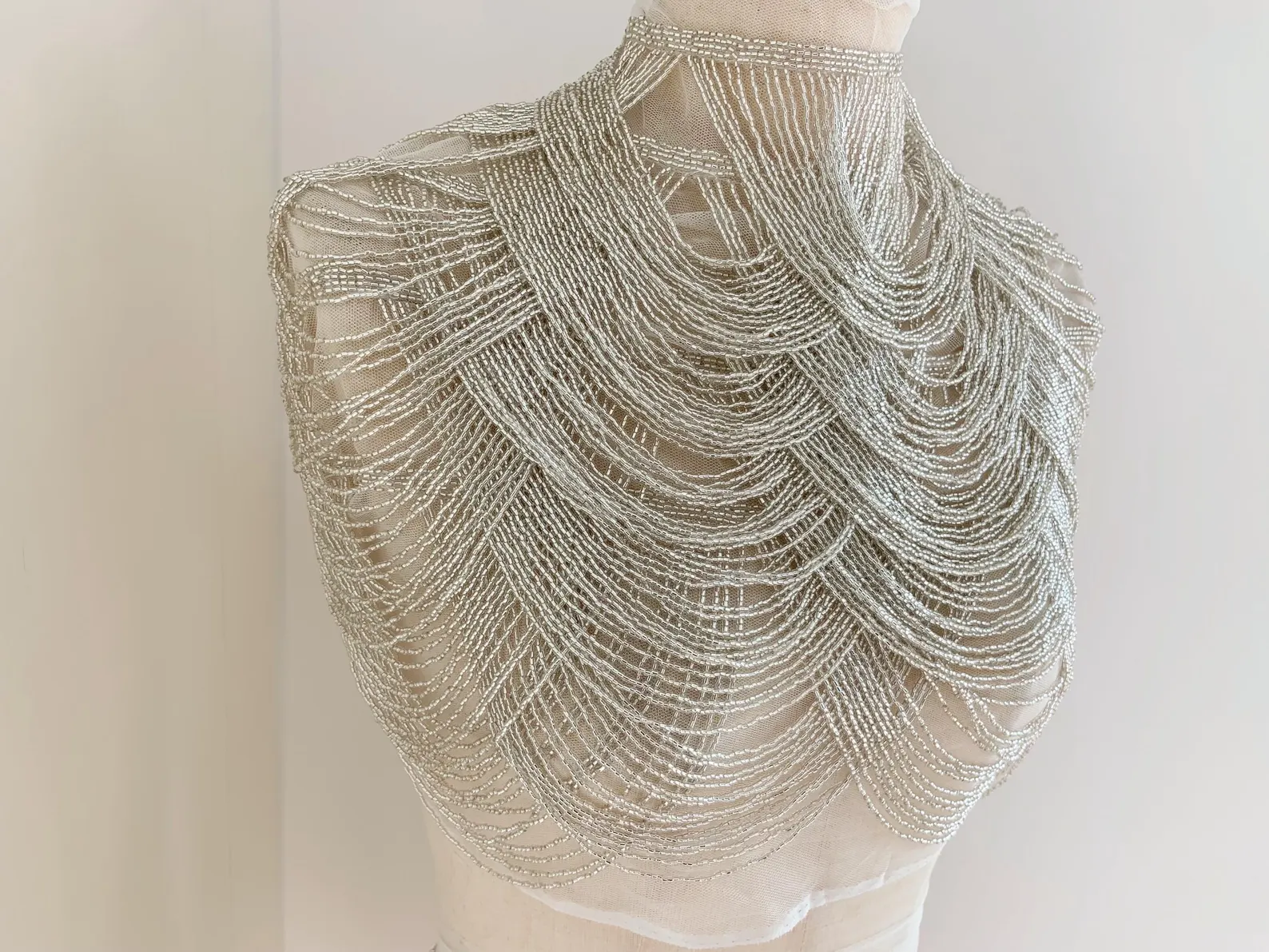 Light Blue Chains Cape Fabric, - Beaded Trim Fringe review and price