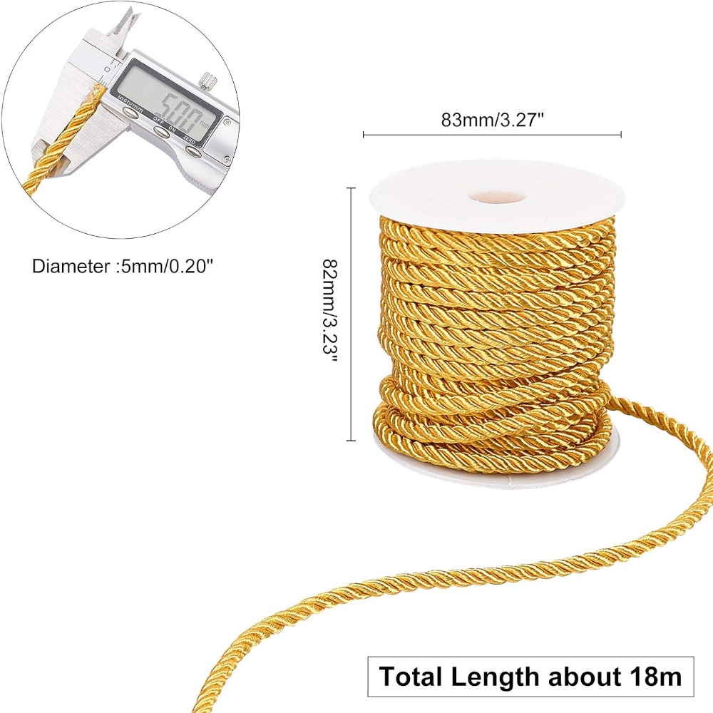 59 Feet Gold Cord 5mm Twisted  - Cord Trim Twisted review and price