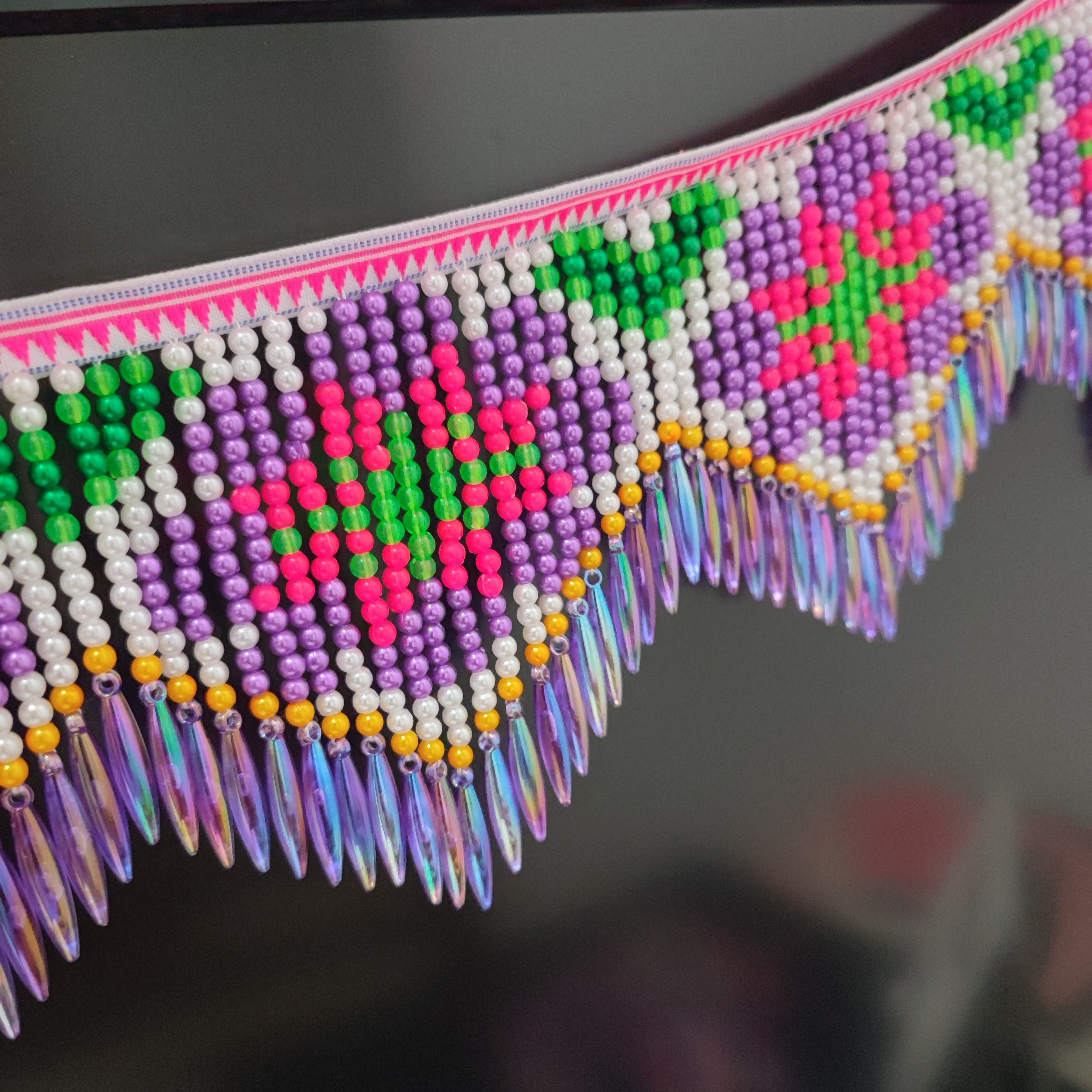 10cm Wide Purple Daisy Pattern - Beaded Trim Fringe review and price