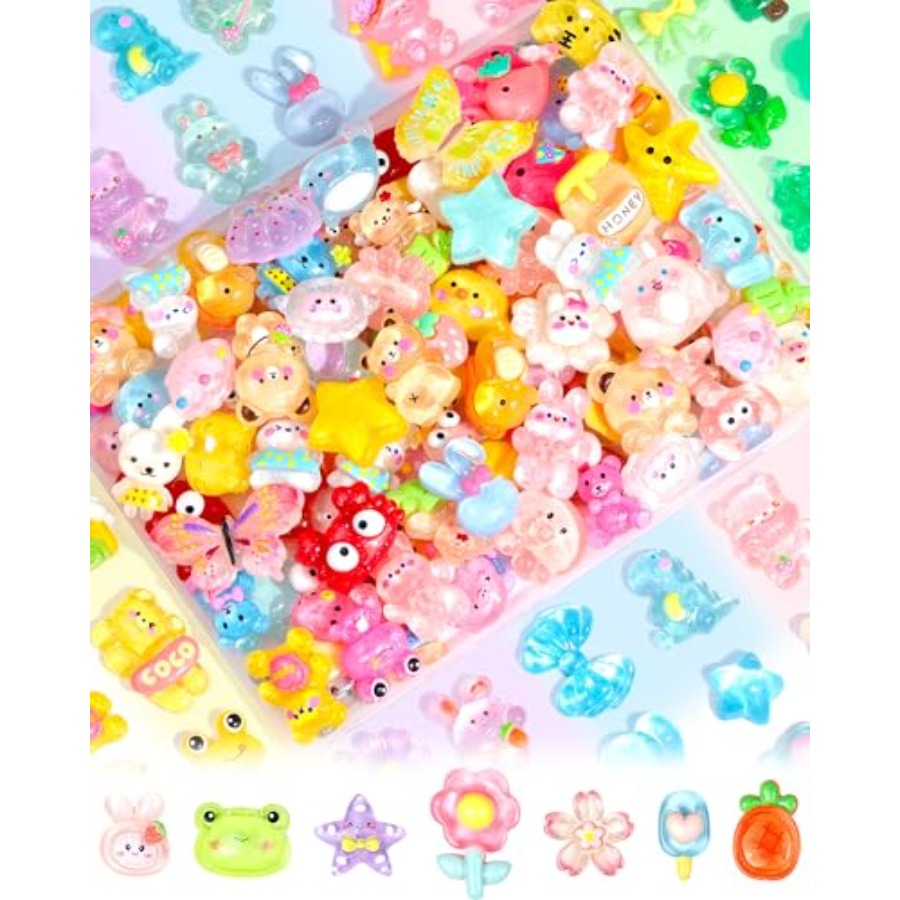 100PCS Cute Slime Charms Bulk  - Easter Craft Embellishment Set review and price