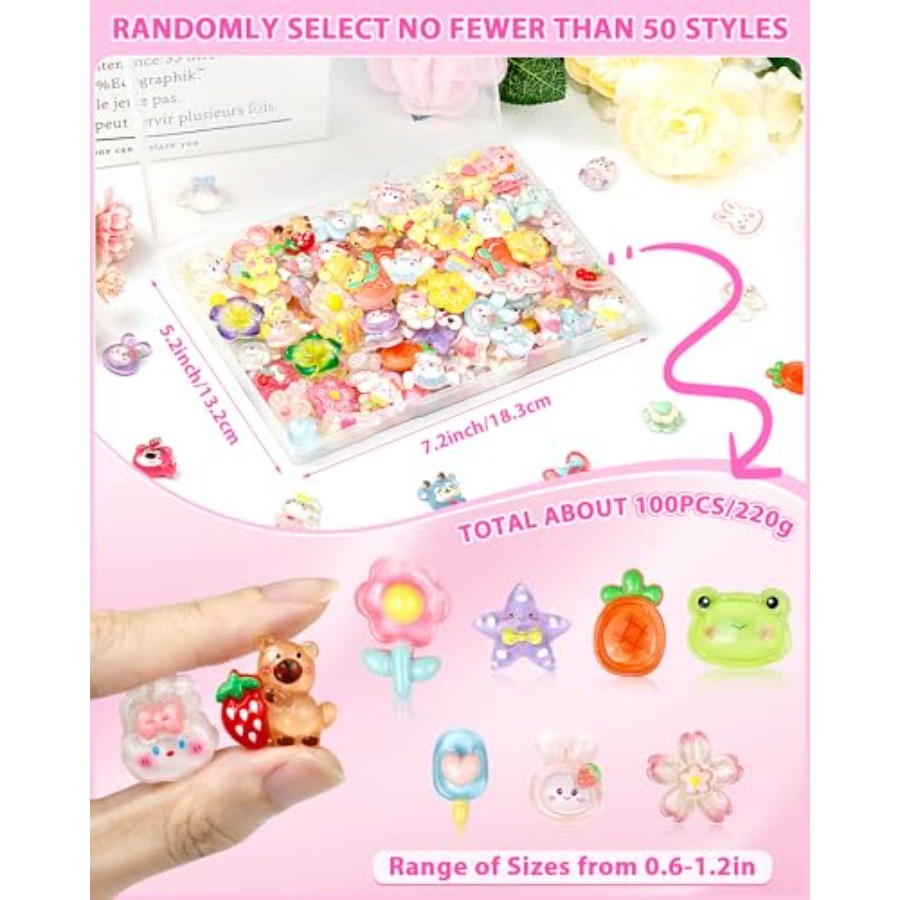 100PCS Cute Slime Charms Bulk  - Easter Craft Embellishment Set review and price