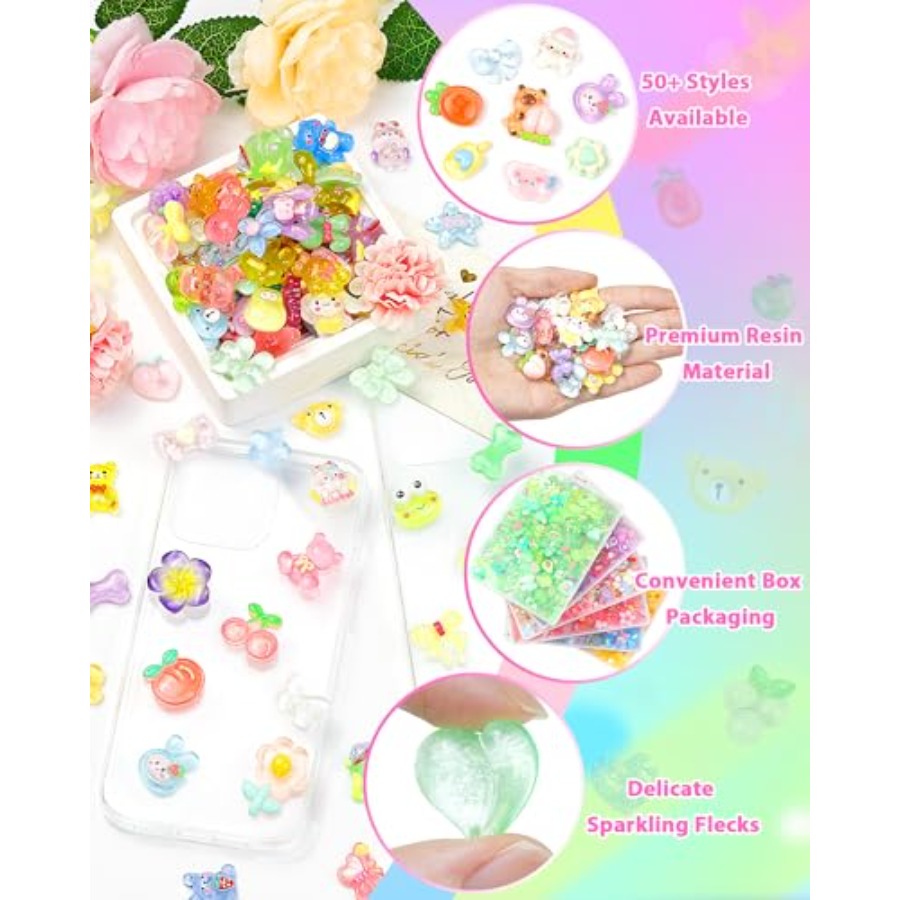 100PCS Cute Slime Charms Bulk  - Easter Craft Embellishment Set review and price
