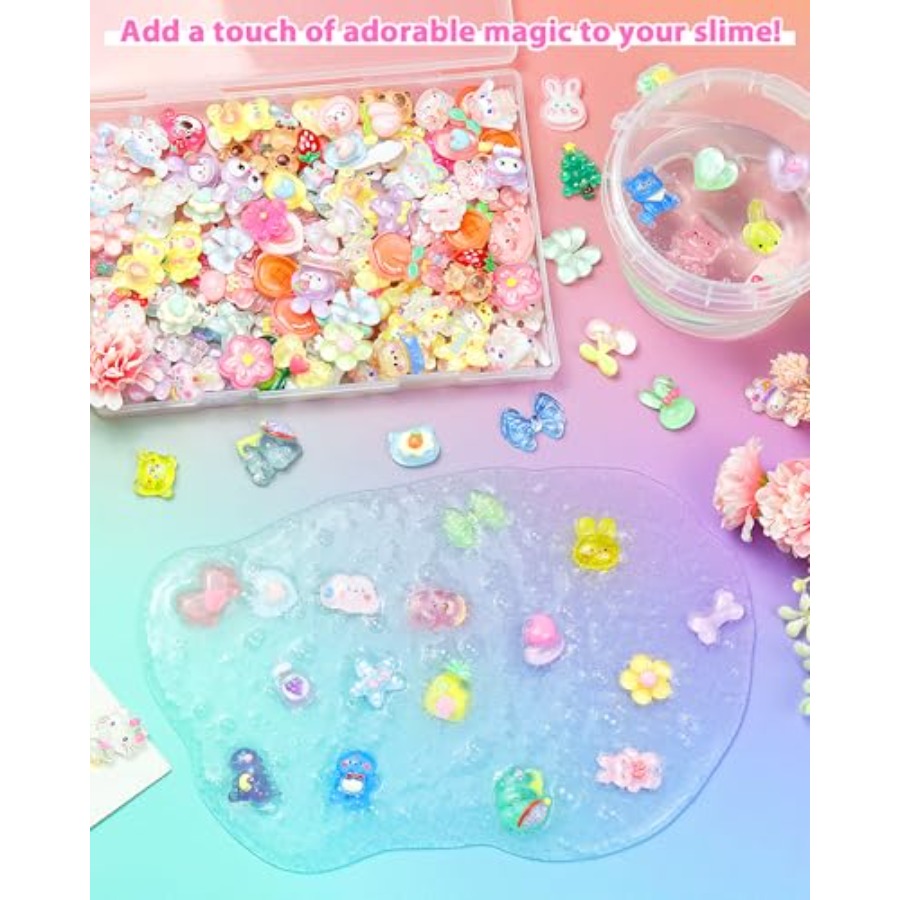100PCS Cute Slime Charms Bulk  - Easter Craft Embellishment Set review and price