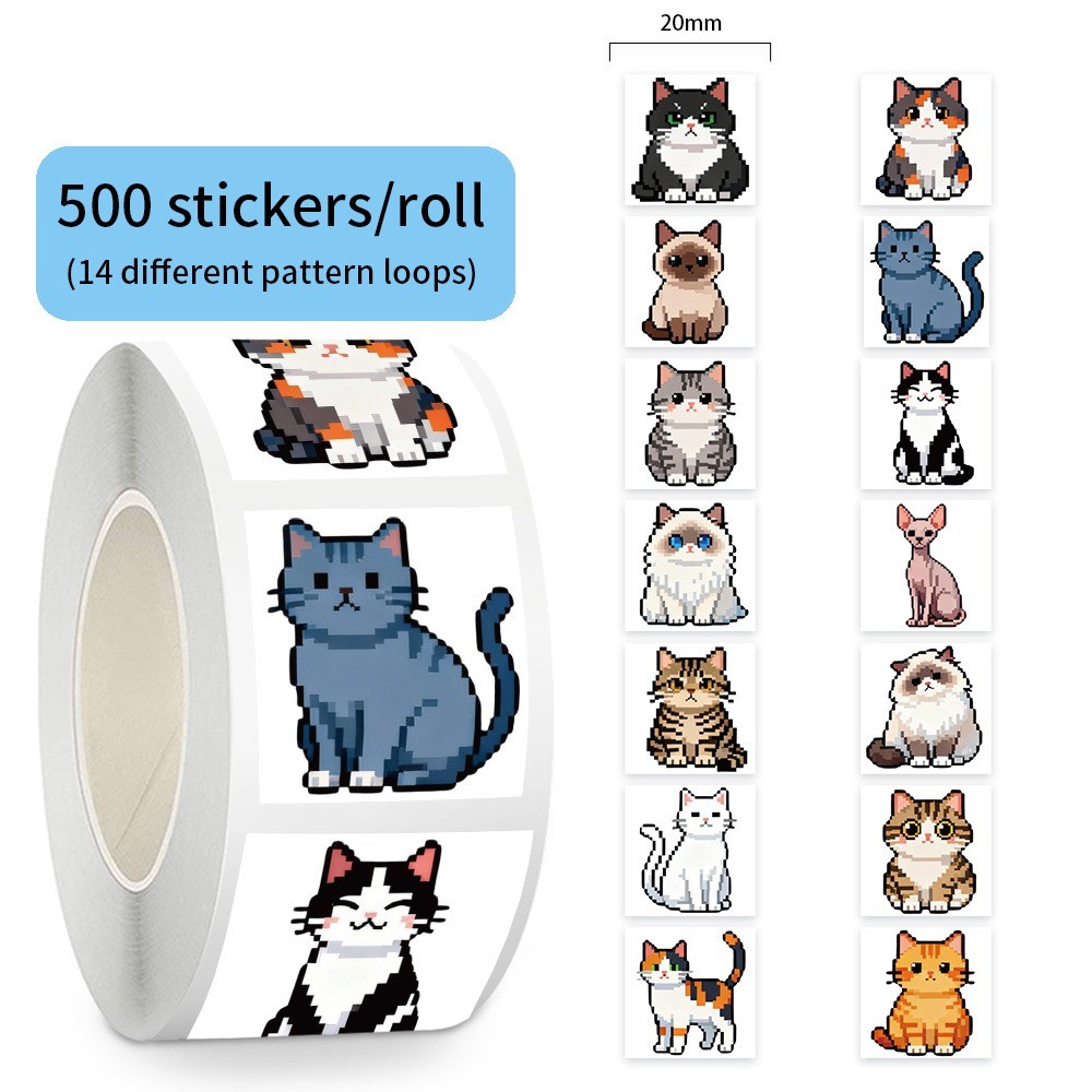 500 Pcs/Roll Cute Pixel Cat St - Craft Embellishment World review and price