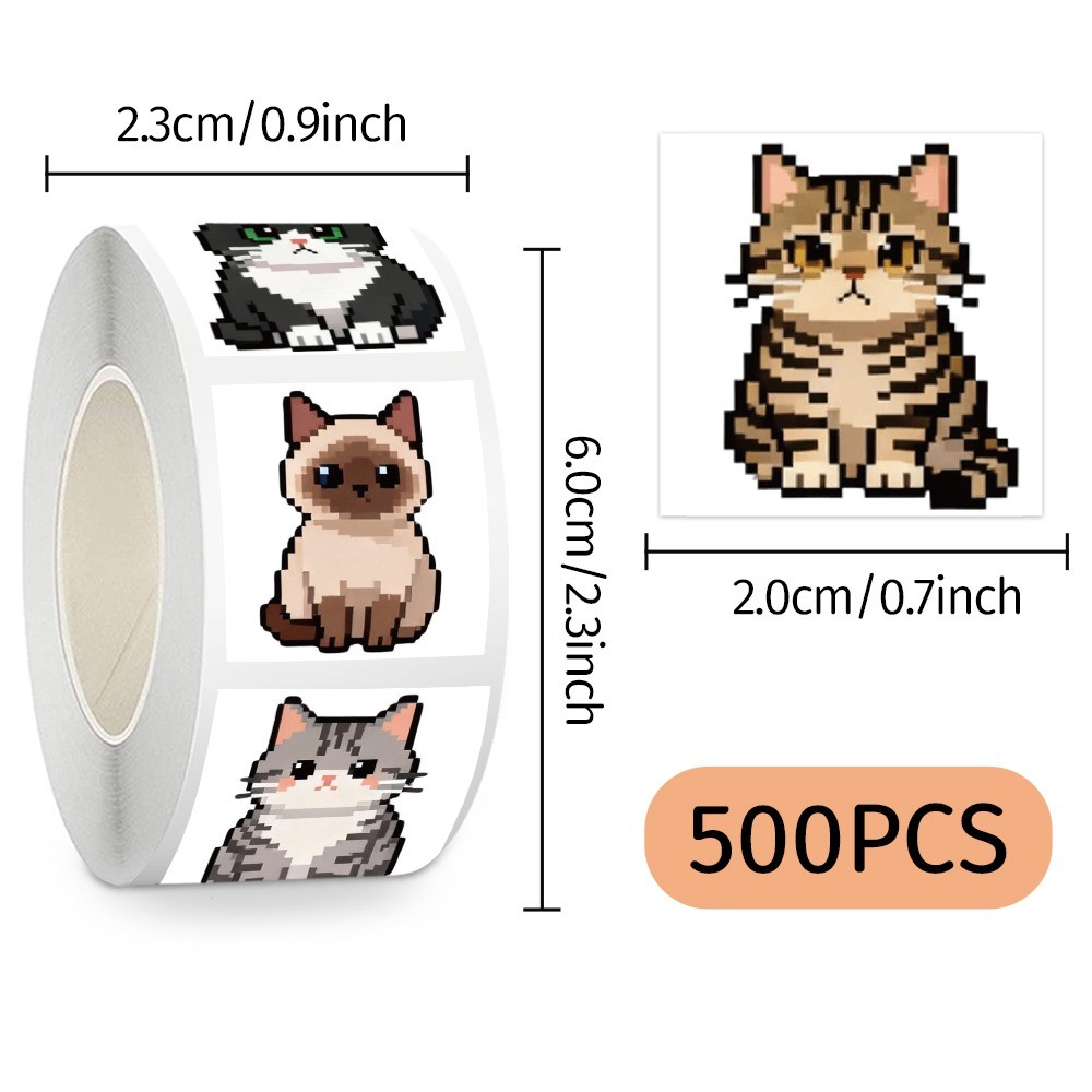 500 Pcs/Roll Cute Pixel Cat St - Craft Embellishment World review and price