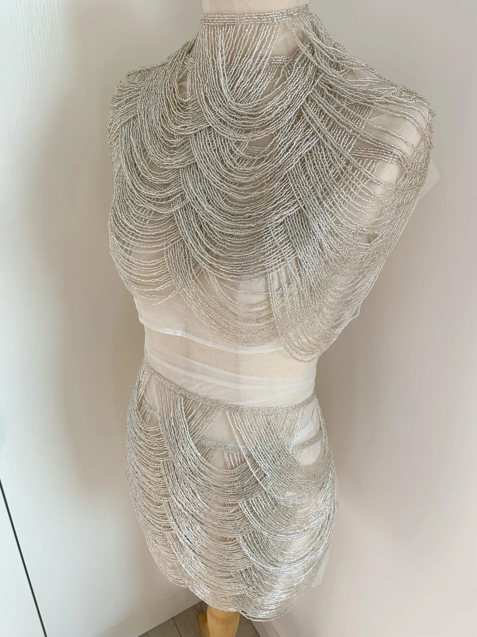 Silver Chains Cape Fabric, Bea - Beaded Trim Fringe review and price