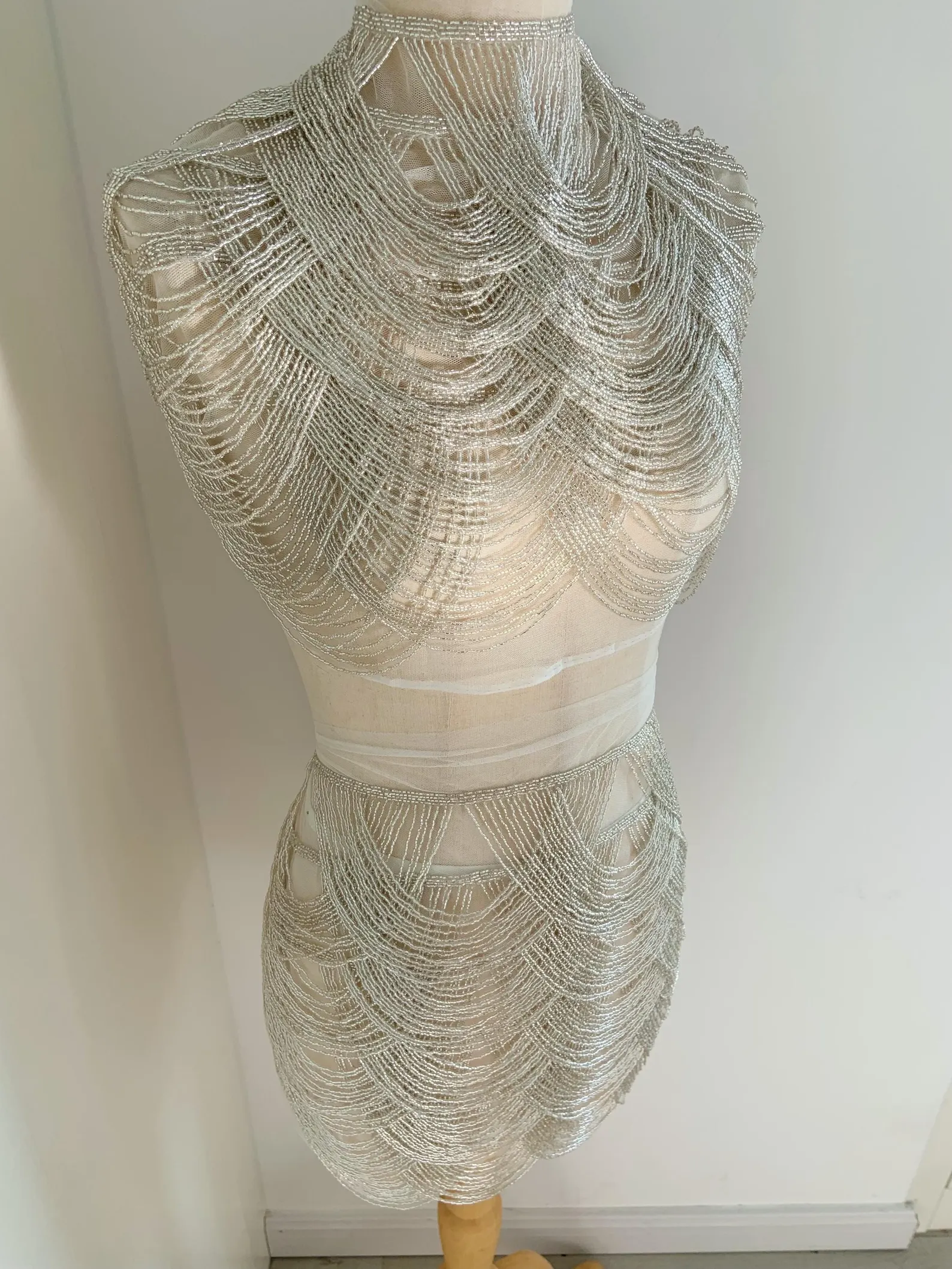 Silver Chains Cape Fabric, Bea - Beaded Trim Fringe review and price